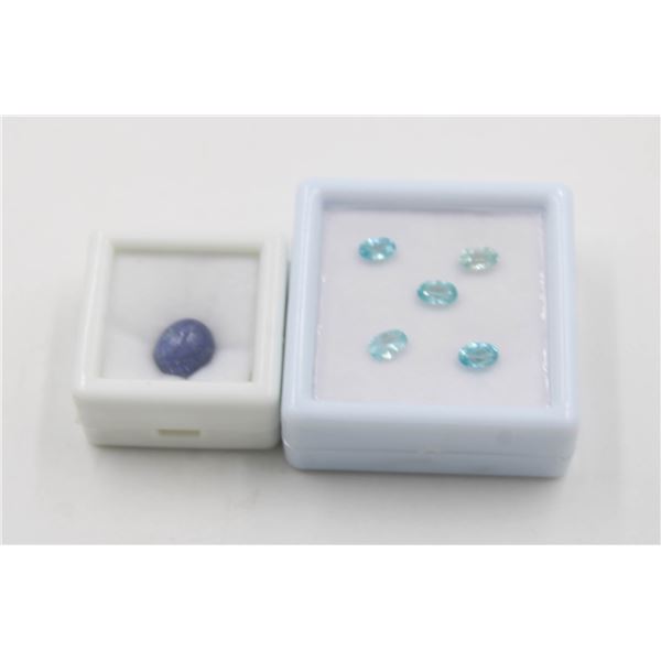 #185-HEAETED BLUE ZIRCON 3.40CT & TANZANITE 3.75CT