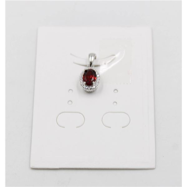 #201-NATURAL RED GARNET & CZ PENDANT