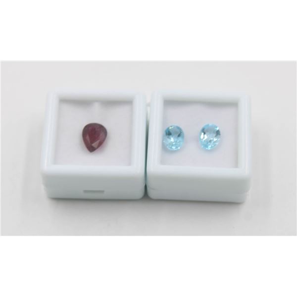 #192-NATURAL GARNET 2.75CT& BLUE TOPAZ 3.15CT