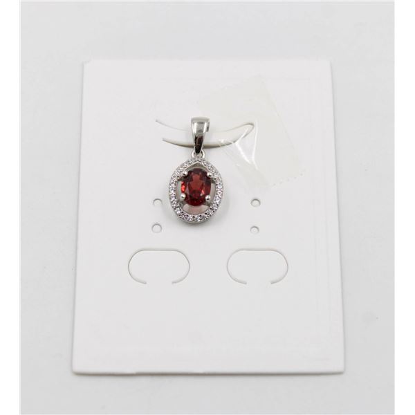 #210-NATURAL RED GARNET & CZ PENDANT
