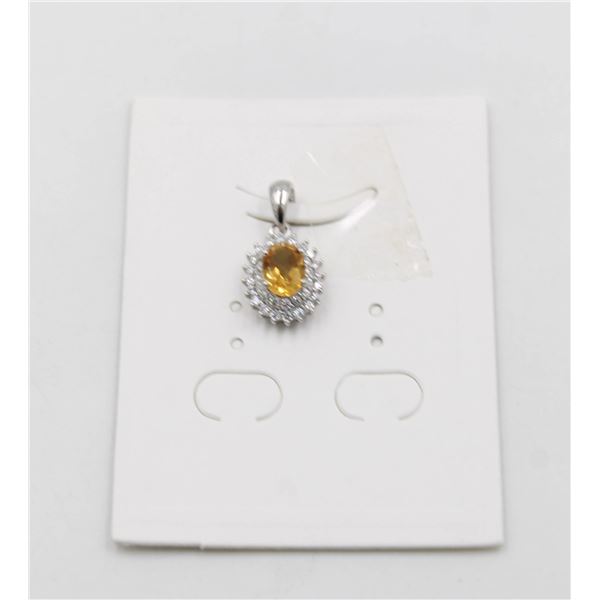 #216-NATURAL CITRINE & CZ PENDANT