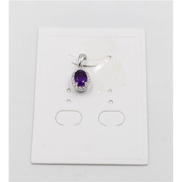 #226-NATURAL PURPLE AMETHYST & CZ PENDANT