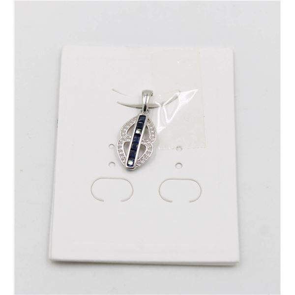 #255-HEATED BLUE SAPPHIRE & WHITE ZIRCON PENDANT