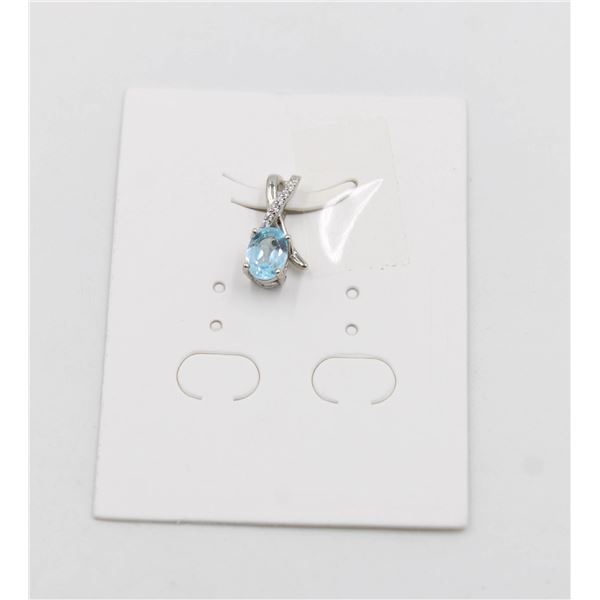 #240-NATURAL SKY BLUE TOPAZ & CZ PENDANT