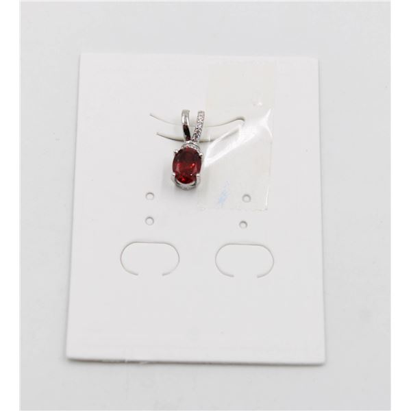 #208-NATURAL RED GARNET & CZ PENDANT