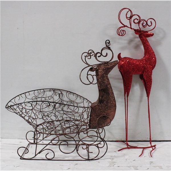 2 PC METAL REINDEER BASKET