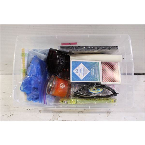 RED CAPE COD CANDLE HOLDER & MISC.