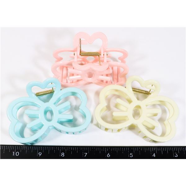 NEW 3 PCE SET OF CAT WHISKER BOW CLAW HAIR CLIPS