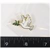 Image 1 : NEW GOLD TONE DOVE WITH FIG LEAF LAPEL PIN