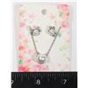 Image 1 : NEW RHINESTONE AND FAUX PEARL CAT STUD EARRINGS