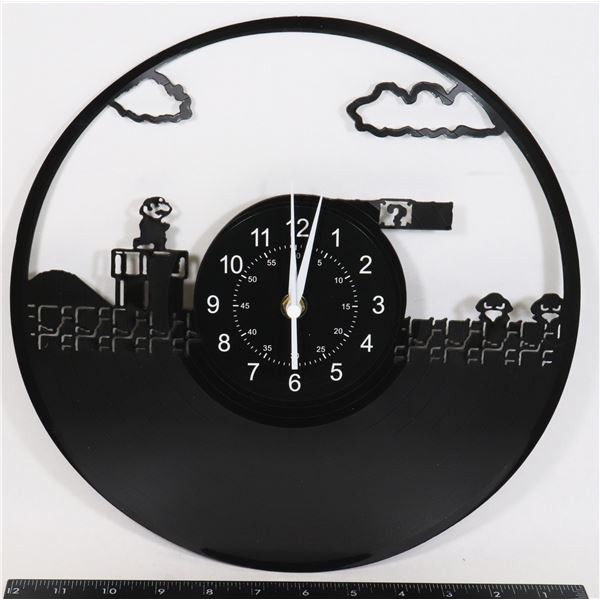NEW MARIO THEME VINYL RECORD ENGRAVED WALL CLOCK
