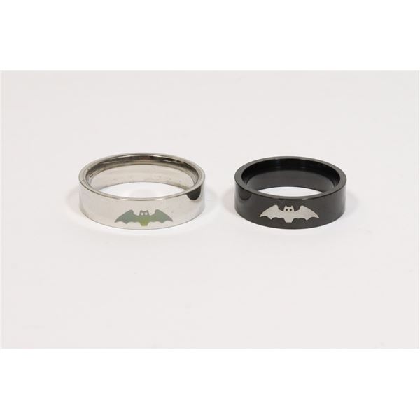 NEW BAT THEME COUPLES STAINLESS STEEL RINGS SIZE 7