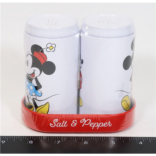 MICKEY AND MICKEY TIN SALT AND PEPPER SHAKERS
