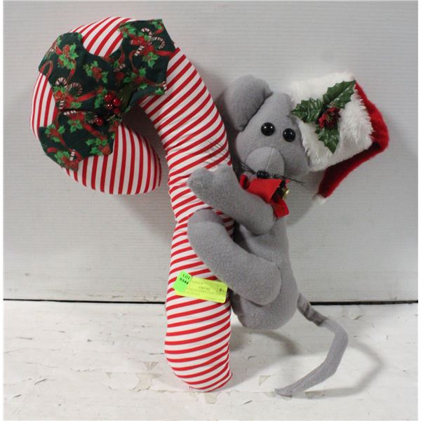 CHRISTMAS CANDY CANE AND MOUSE STUFFY