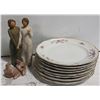 Image 1 : FLAT WITH 8 VINTAGE DINNER PLATES, WILLOW TREE