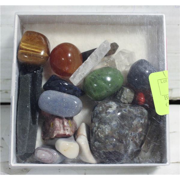 BOX OF ASSORTED GEMSTONES & CRYSTALS