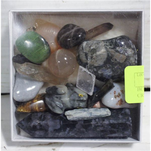 BOX OF ASSORTED GEMSTONES & CRYSTALS