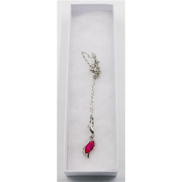 PINK RHINESTONE NECKLACE 16" EXTENDS TO 18"