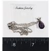 Image 1 : NEW PURPLE ZIRCONIA TEAR DROP PENDANT AND CHAIN