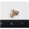 Image 1 : NEW GOLD TONE RHINESTONE DAINTY RED NOSE CAT