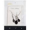 Image 1 : NEW GREY STONE TEAR DROP EARRING AND PENDANT CHAIN