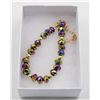 Image 1 : PURPLE/GOLD CRYSTAL BRACELET 7" EXTENDS TO 9"
