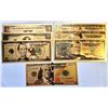 Image 1 : 5) COMPLETE SET OF 7 OF USA GOLD FOIL BANKNOTES