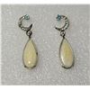 Image 1 : 26) PEAR SHAPED LAB CREATED OPAL EARRINGS ON