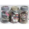 Image 1 : 3 JARS OF ASSORTED JEWELRY FOR WEAR AND CRAFTING