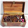 Image 1 : WOODEN BOX WITH ESTATE JEWELLERY