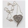 Image 1 : SILVER RHINESTONES HEART & SILVER NECKLACE 18"