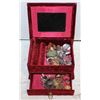 Image 1 : VELVETEEN JEWELRY BOX W/CONTENTS
