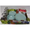 Image 1 : 6 PC SETTING TEAL DISHWARE/TEAL WAFFLE MAKER