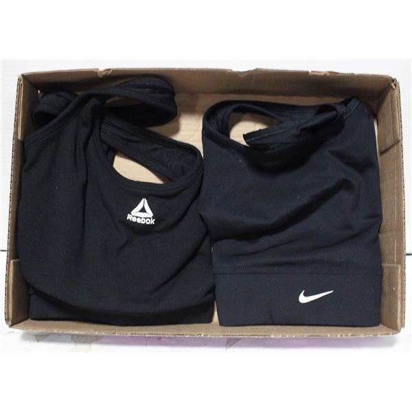 NIKE AND REEBOK LADIES L BLACK SPORTS BRAS
