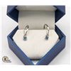 Image 1 : 14CT WHITE GOLD, BLUE-GREEN DIAMOND EARRINGS WITH
