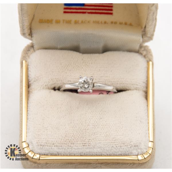 14CT WHITE GOLD DIAMOND SOLITAIRE, WITH COA
