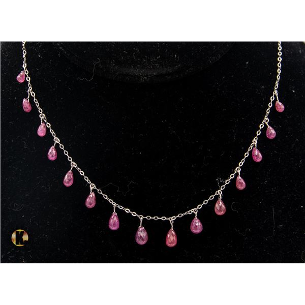10CT WHITE GOLD NATURAL RUBY NECKLACE WITH COA