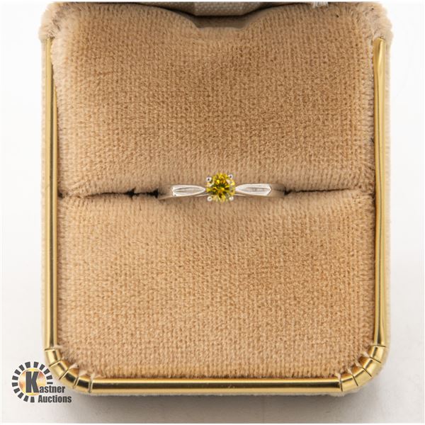10CT WHITE GOLD NATURAL YELLOW DIAMOND RING WITH