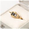 Image 2 : 10CT YELLOW GOLD NATURAL SAPPHIRE & DIAMOND RING