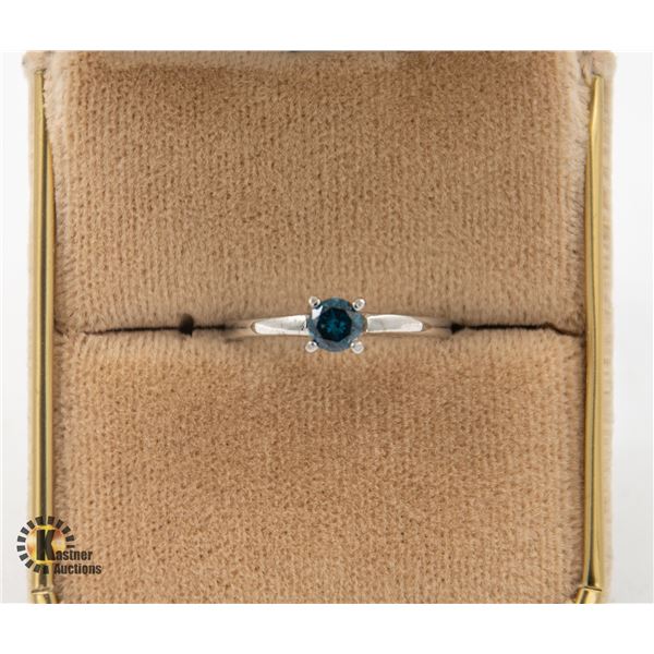 14CT WHITE GOLD BLUE, GREEN NATURAL DIAMOND