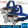 Image 1 : 2 PACKS-RECHARGEABLE 5 LED HEADLAMP: 4 MODES,