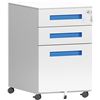 Image 1 : NEW 3 DRAWER WHITE AND BLUE FILE CABINET
