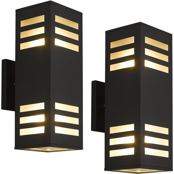 NEW 2 PACK OUTDOOR WALL LIGHTS - BLACK