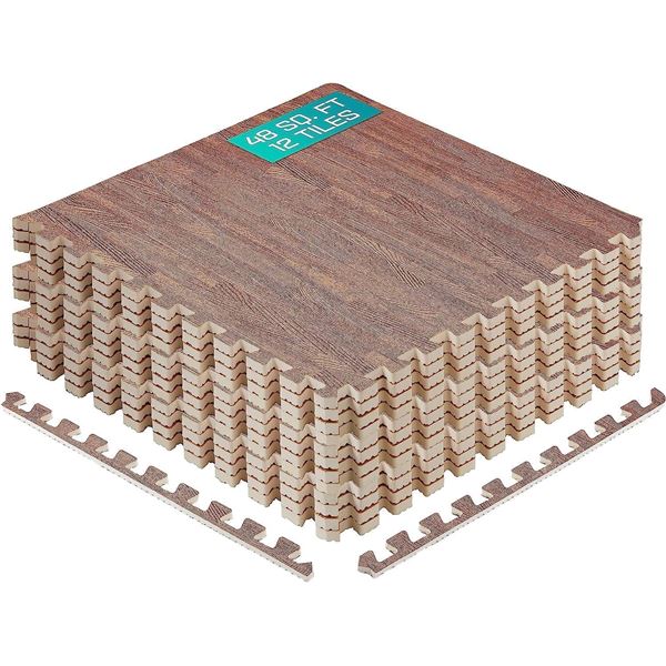 NEW YES4ALL INTERLOCKING EXERCISE FOAM MATS OAK