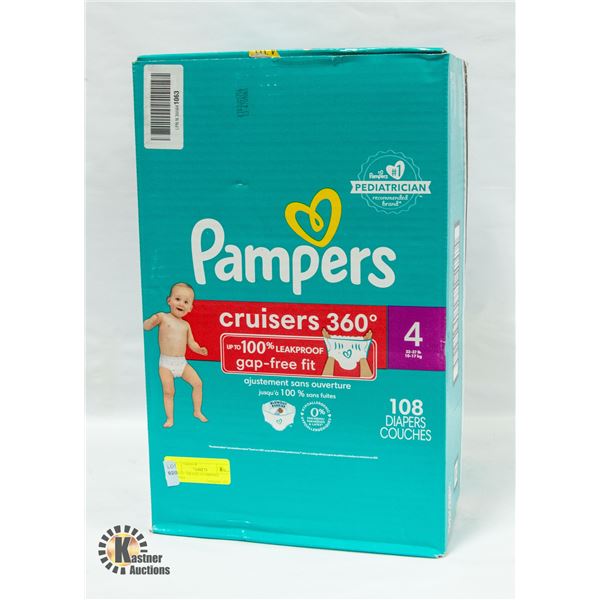 CASE OF 108 SIZE 4 PAMPERS DIAPERS