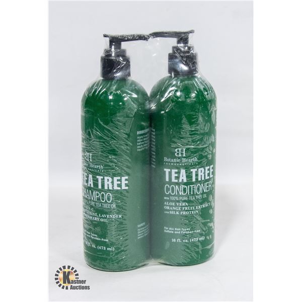 NEW 2 BOTTLES OF BOTANIC HEARTH TEA TREE SHAMPOO