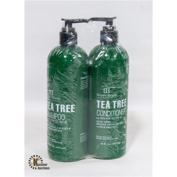 NEW 2 BOTTLES OF BOTANIC HEARTH TEA TREE SHAMPOO