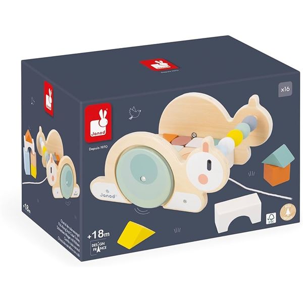 NEW JANOD PULL-ALONG SNAIL CUBE TROLLEY