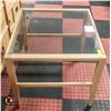 Image 1 : BAILIFF SEIZURE- BLONDE WOOD/ GLASS TOP END TABLE