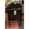 Image 1 : BAILIFF SEIZURE- 2 BLACK FOLDING CHAIRS